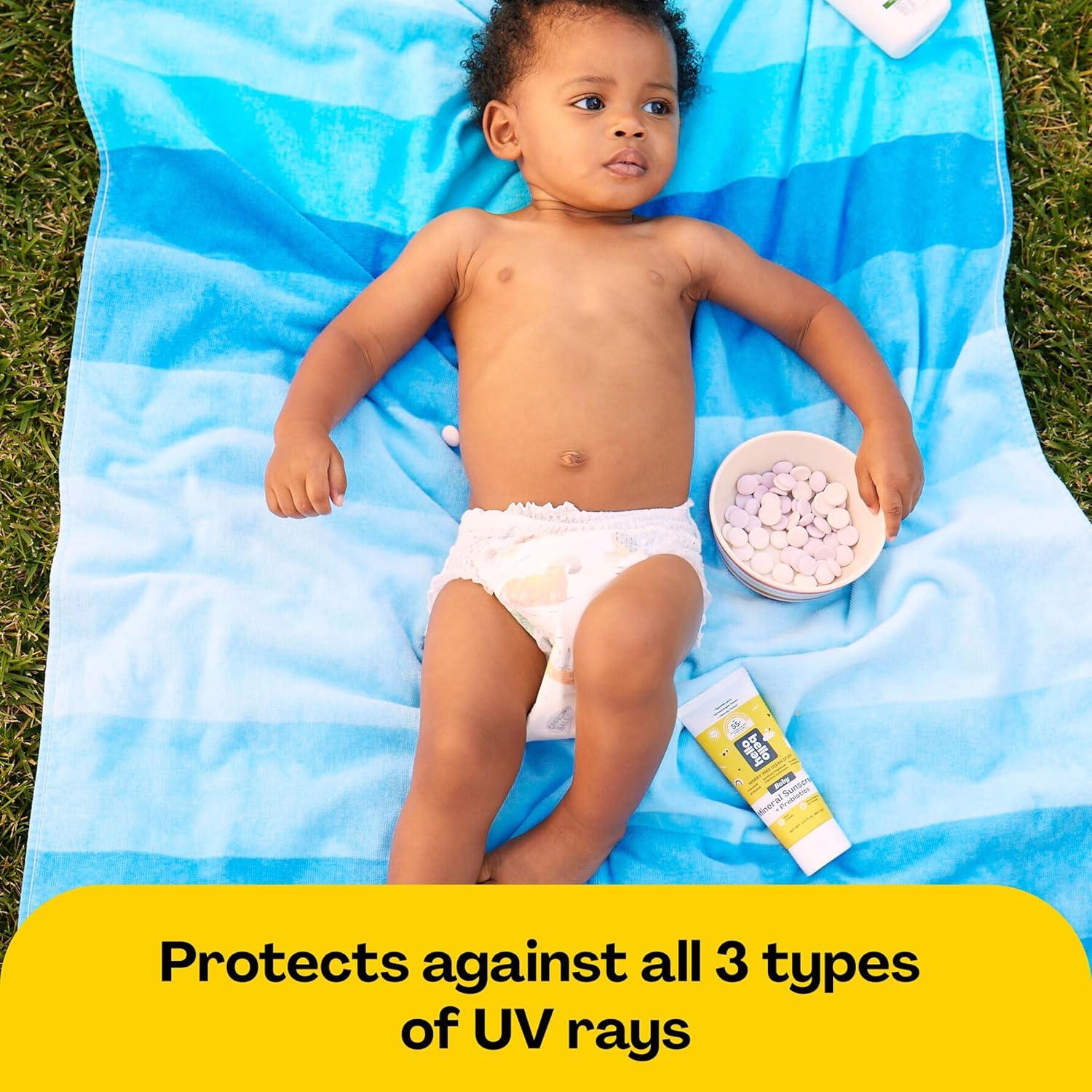 image:imageHello Bello Baby SPF 50 Mineral Face Body Sunscreen Stick Water Resistant Broad Spectrum UVA UVB Sun Protection 1ozBaby Mineral Sunscreen 3 oz Lotion 55 SPF