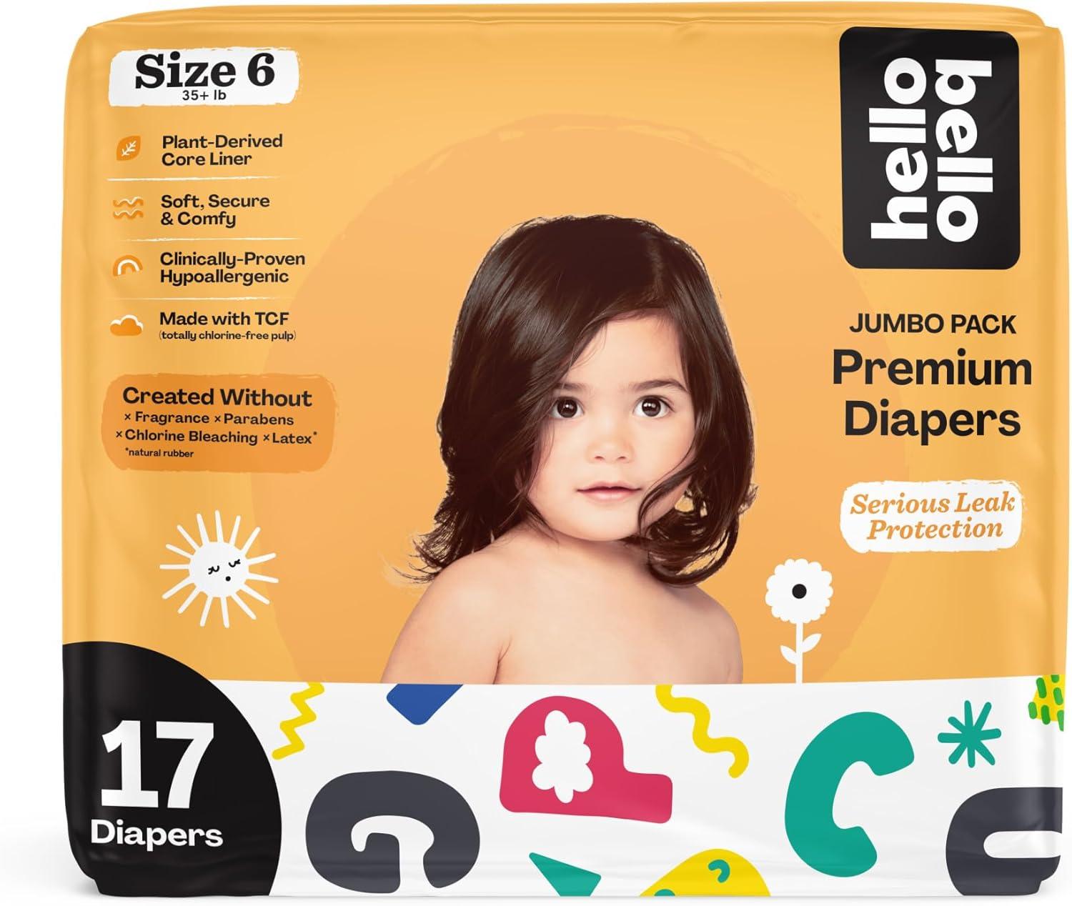 image:imageHello Bello Diapers Size 1 812 lbs Flower Child 128 Count Value Pack of Premium Disposable Baby Diapers Hypoallergenic with Soft ClothLike FeelAlphabet Soup