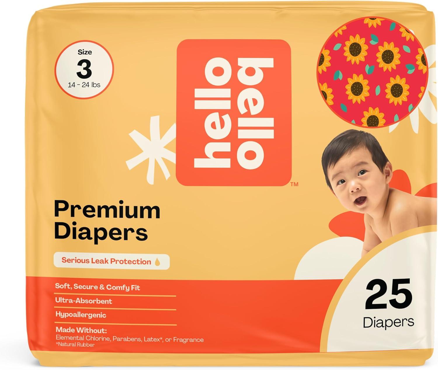 image:imageHello Bello Diapers Size 1 812 lbs Flower Child 128 Count Value Pack of Premium Disposable Baby Diapers Hypoallergenic with Soft ClothLike FeelFlower Child