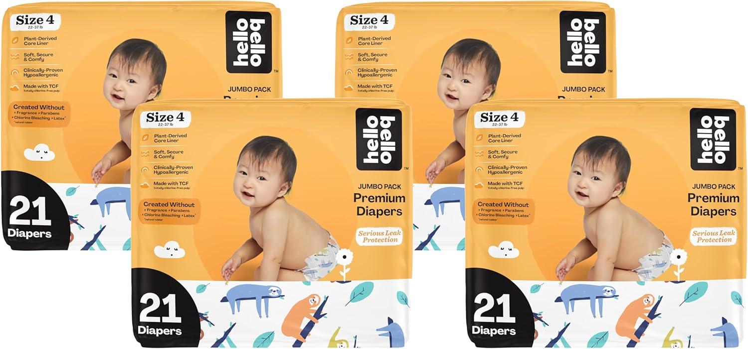 image:imageHello Bello Diapers Size 1 812 lbs Flower Child 128 Count Value Pack of Premium Disposable Baby Diapers Hypoallergenic with Soft ClothLike FeelSleepy Sloths