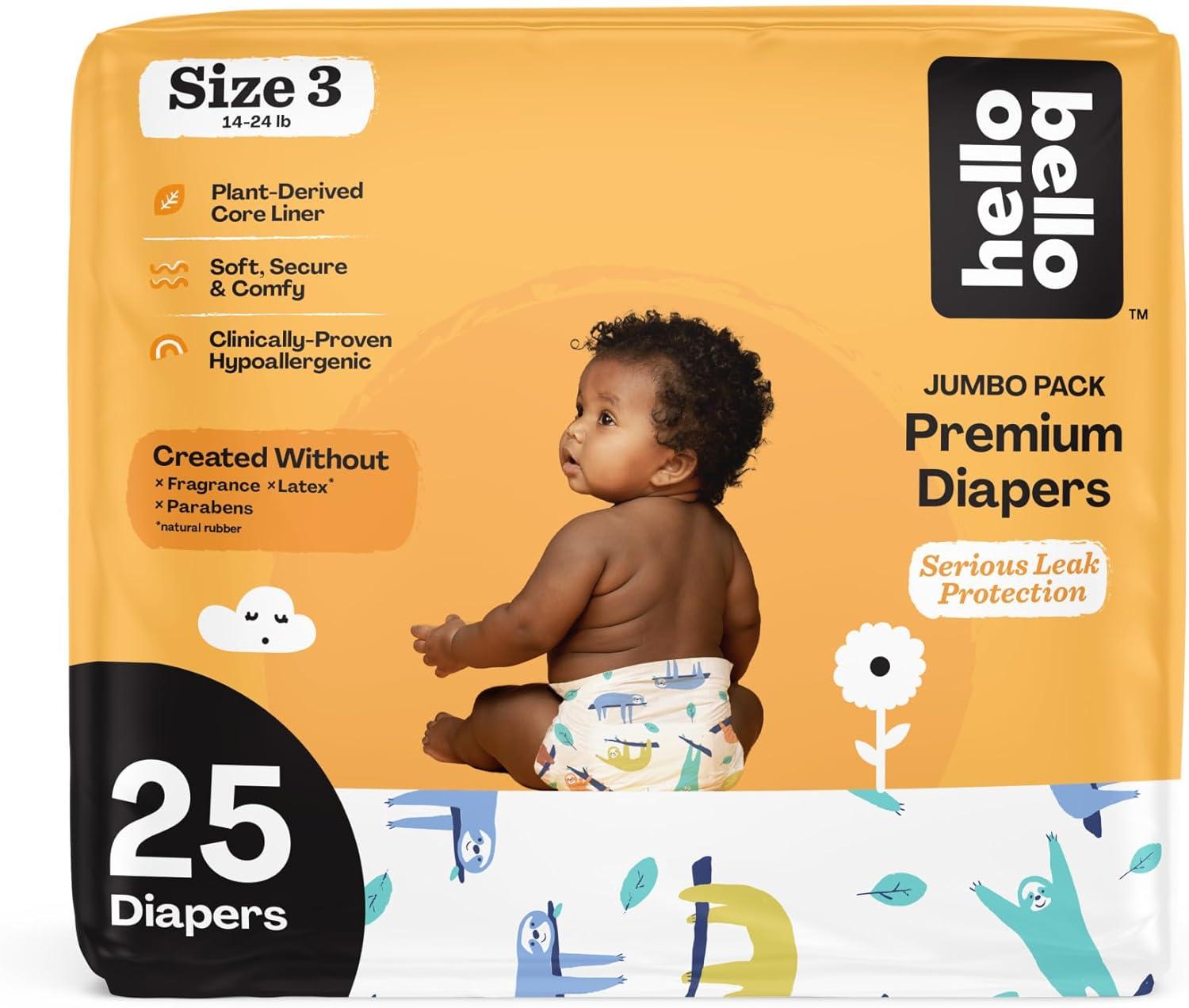 image:imageHello Bello Diapers Size 1 812 lbs Flower Child 128 Count Value Pack of Premium Disposable Baby Diapers Hypoallergenic with Soft ClothLike FeelSleepy Sloths
