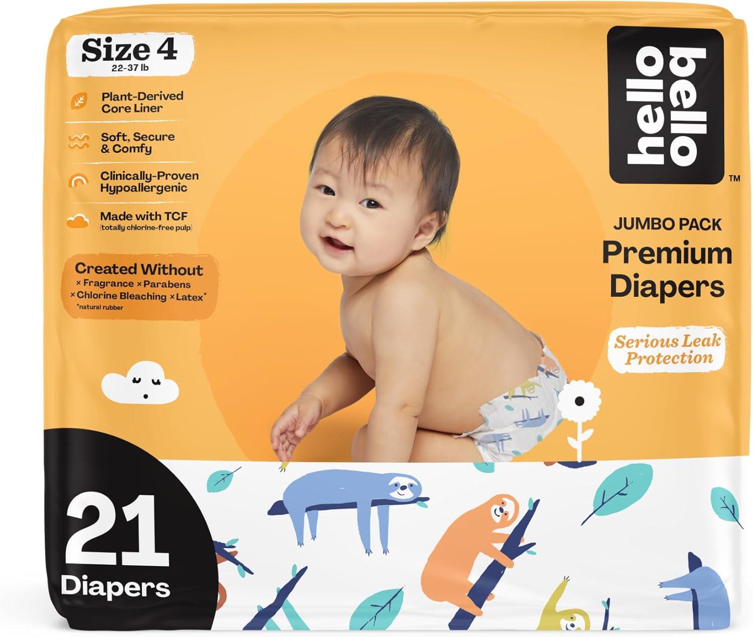image:imageHello Bello Diapers Size 1 812 lbs Flower Child 128 Count Value Pack of Premium Disposable Baby Diapers Hypoallergenic with Soft ClothLike FeelSleepy Sloths