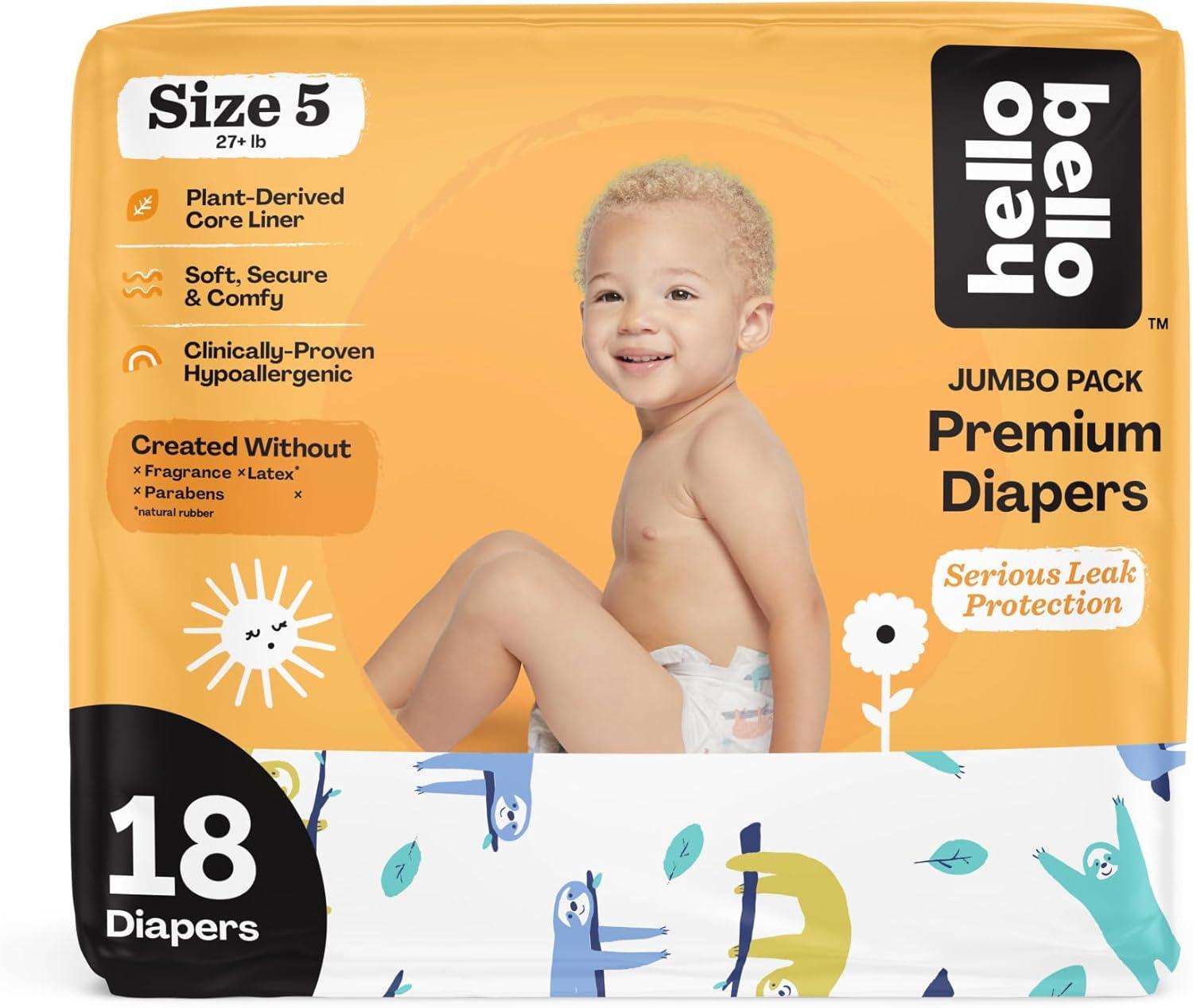 image:imageHello Bello Diapers Size 1 812 lbs Flower Child 128 Count Value Pack of Premium Disposable Baby Diapers Hypoallergenic with Soft ClothLike FeelSleepy Sloths