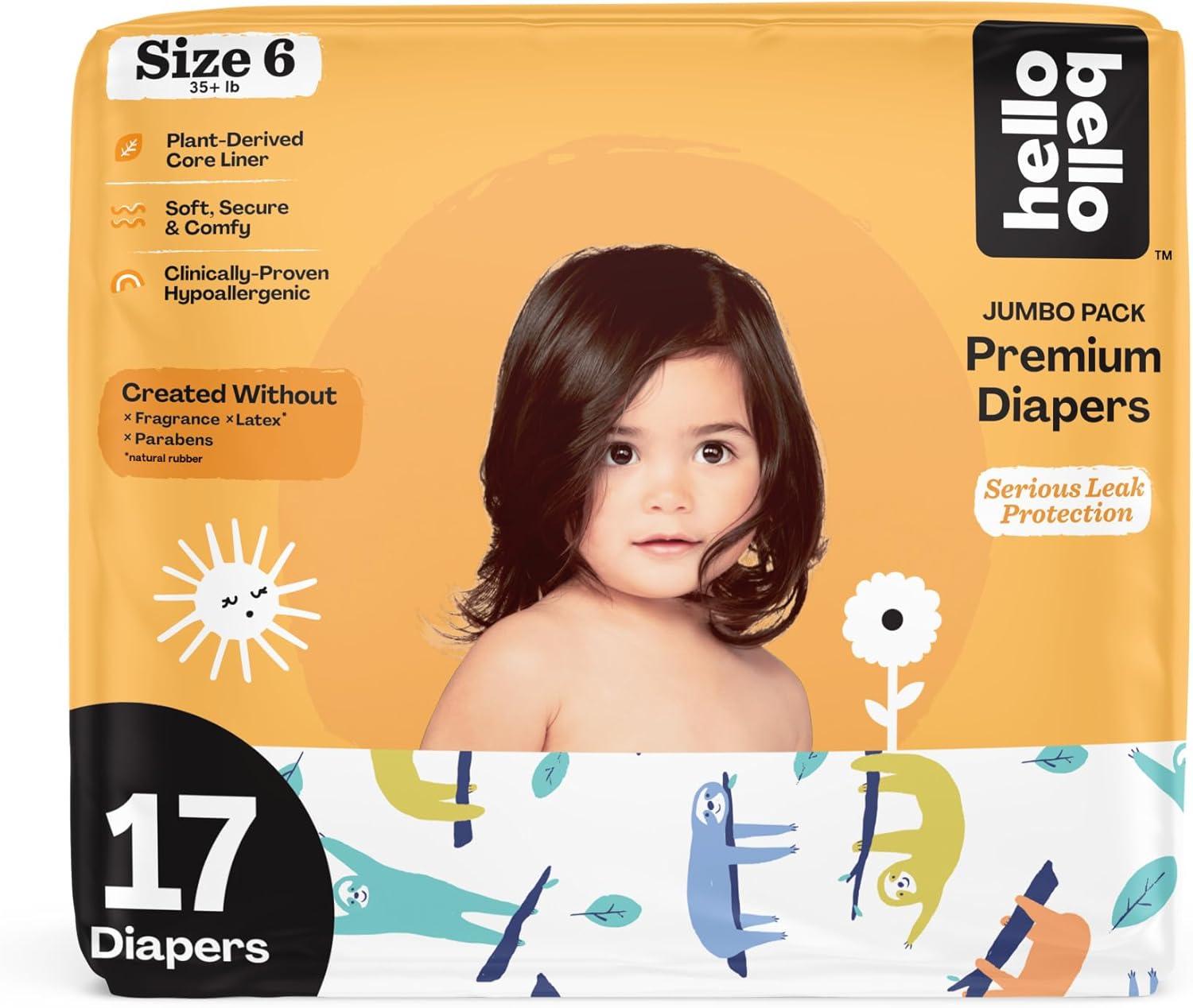 image:imageHello Bello Diapers Size 1 812 lbs Flower Child 128 Count Value Pack of Premium Disposable Baby Diapers Hypoallergenic with Soft ClothLike FeelSleepy Sloths