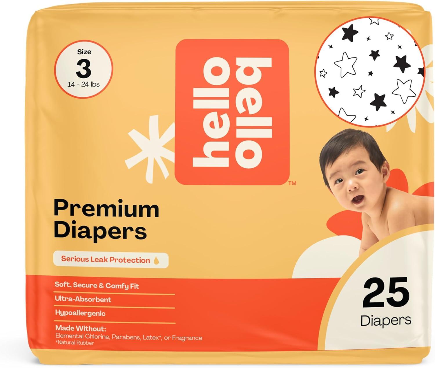 image:imageHello Bello Diapers Size 1 812 lbs Flower Child 128 Count Value Pack of Premium Disposable Baby Diapers Hypoallergenic with Soft ClothLike FeelSuperstars
