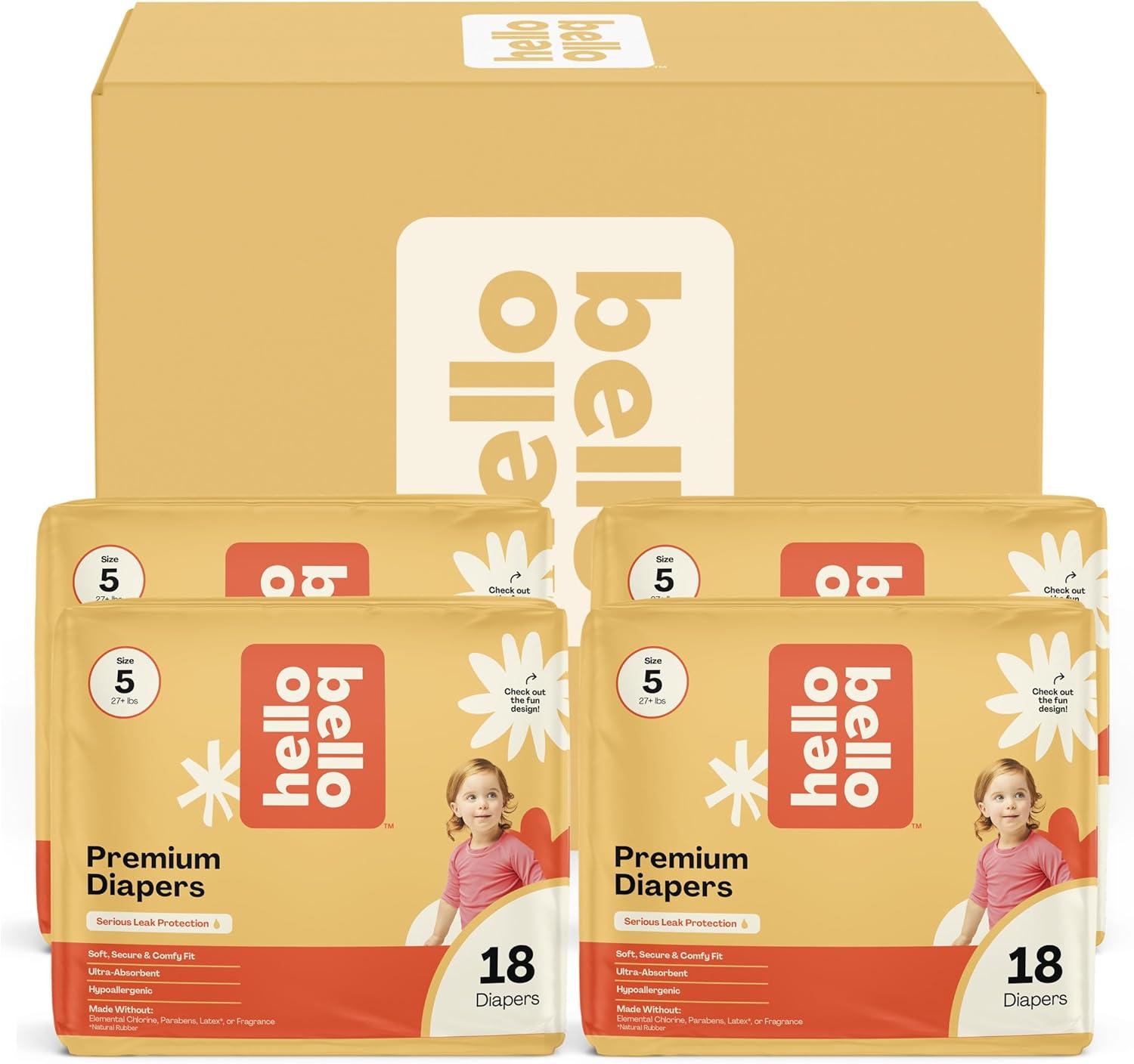 image:imageHello Bello Diapers Size 1 812 lbs Flower Child 128 Count Value Pack of Premium Disposable Baby Diapers Hypoallergenic with Soft ClothLike FeelSuperstars