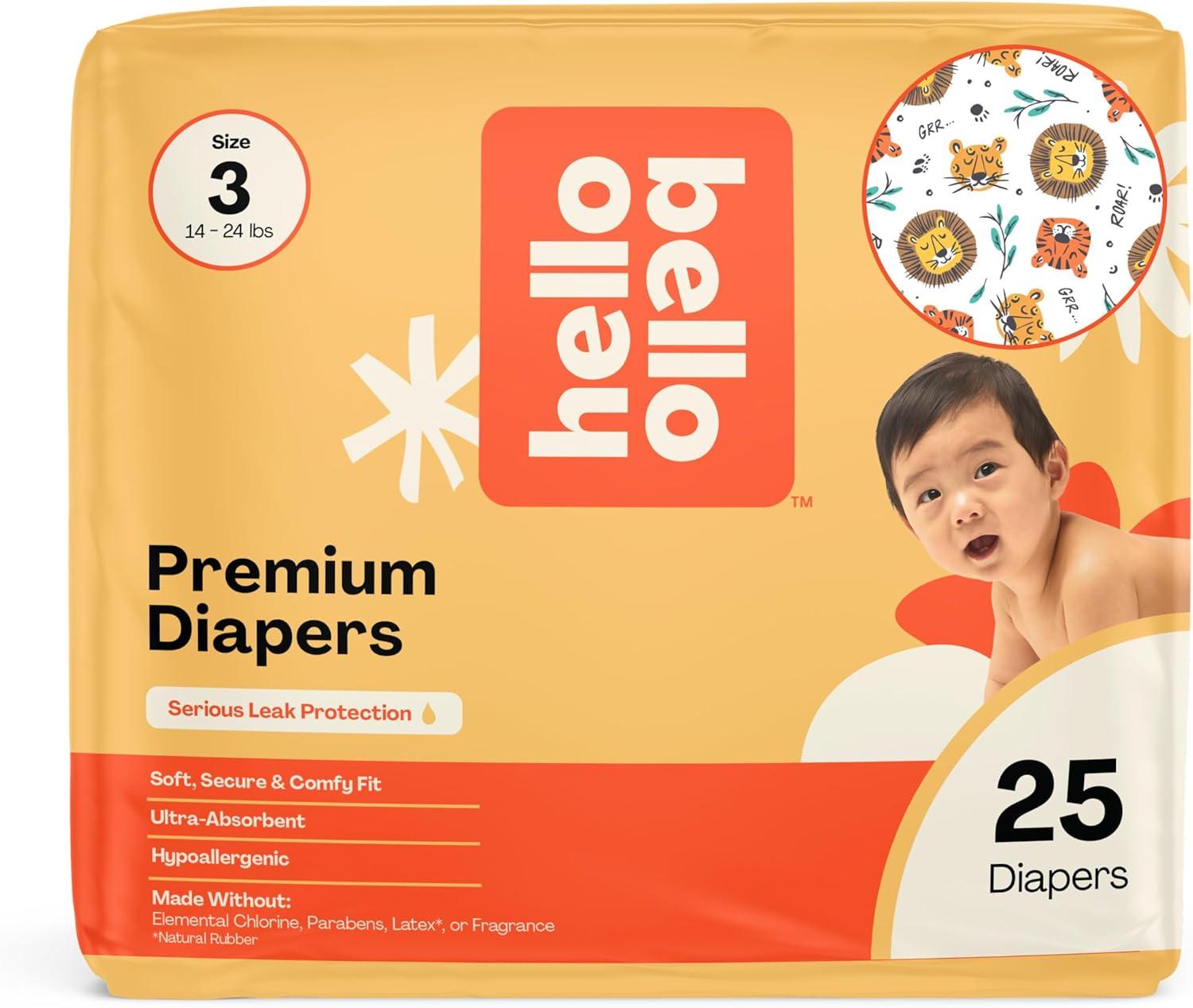 image:imageHello Bello Diapers Size 1 812 lbs Flower Child 128 Count Value Pack of Premium Disposable Baby Diapers Hypoallergenic with Soft ClothLike FeelWild Cats