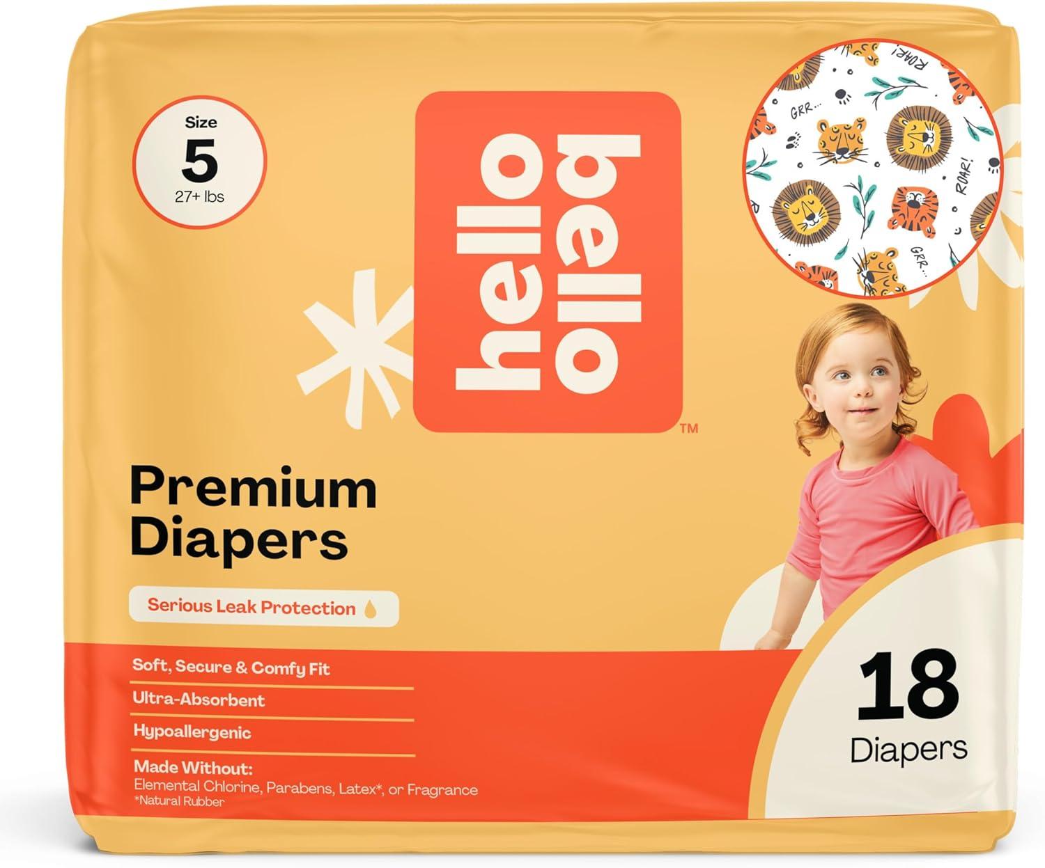 image:imageHello Bello Diapers Size 1 812 lbs Flower Child 128 Count Value Pack of Premium Disposable Baby Diapers Hypoallergenic with Soft ClothLike FeelWild Cats
