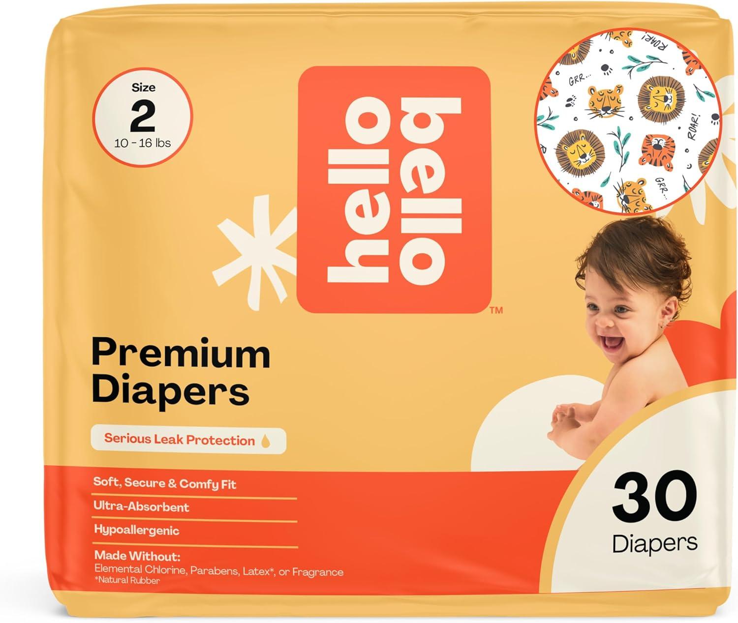 image:imageHello Bello Diapers Size 1 812 lbs Flower Child 128 Count Value Pack of Premium Disposable Baby Diapers Hypoallergenic with Soft ClothLike FeelWild Cats