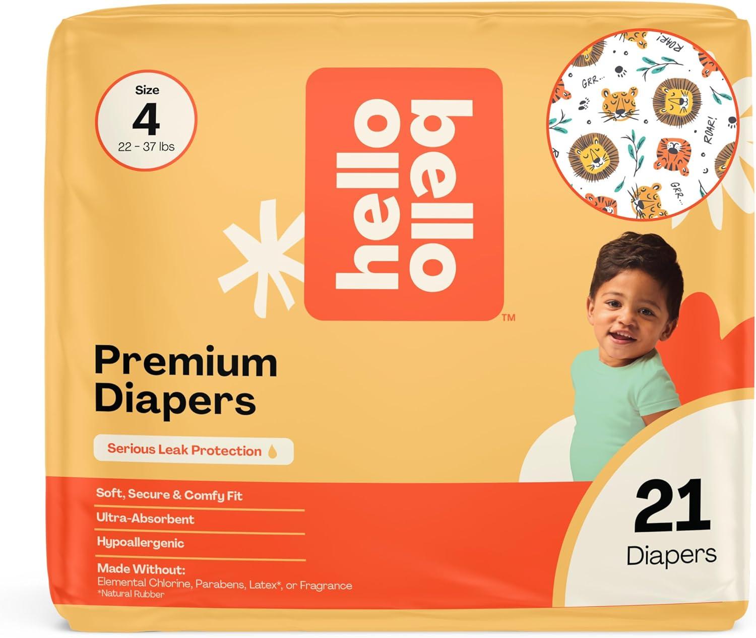 image:imageHello Bello Diapers Size 1 812 lbs Flower Child 128 Count Value Pack of Premium Disposable Baby Diapers Hypoallergenic with Soft ClothLike FeelWild Cats