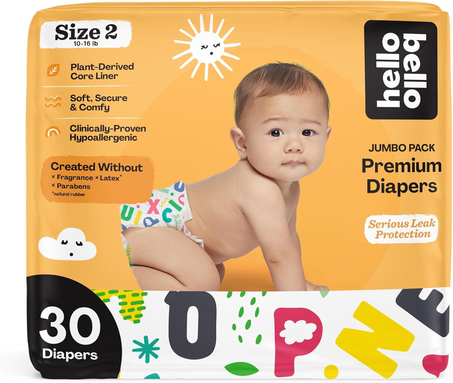 image:imageHello Bello Diapers Size 1 812 lbs Wild Cats 32 Count of Premium Disposable Baby Diapers Hypoallergenic with Soft ClothLike FeelAlphabet Soup