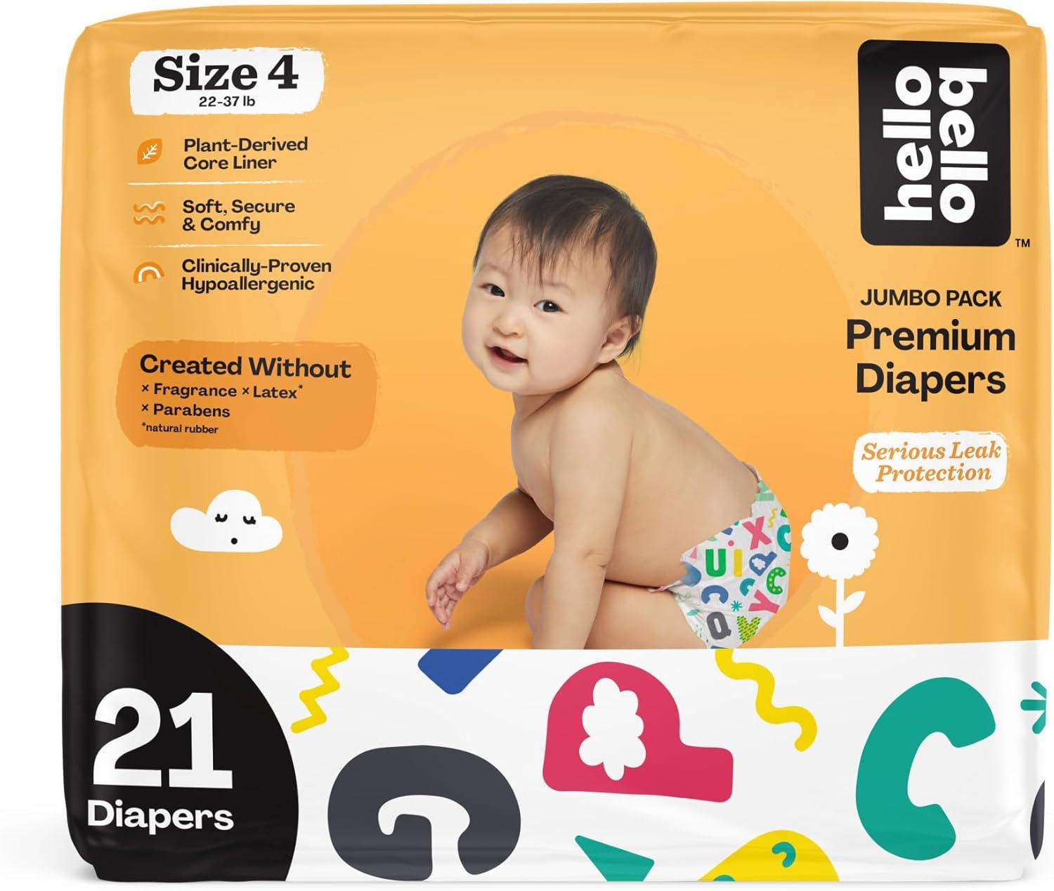 image:imageHello Bello Diapers Size 1 812 lbs Wild Cats 32 Count of Premium Disposable Baby Diapers Hypoallergenic with Soft ClothLike FeelAlphabet Soup
