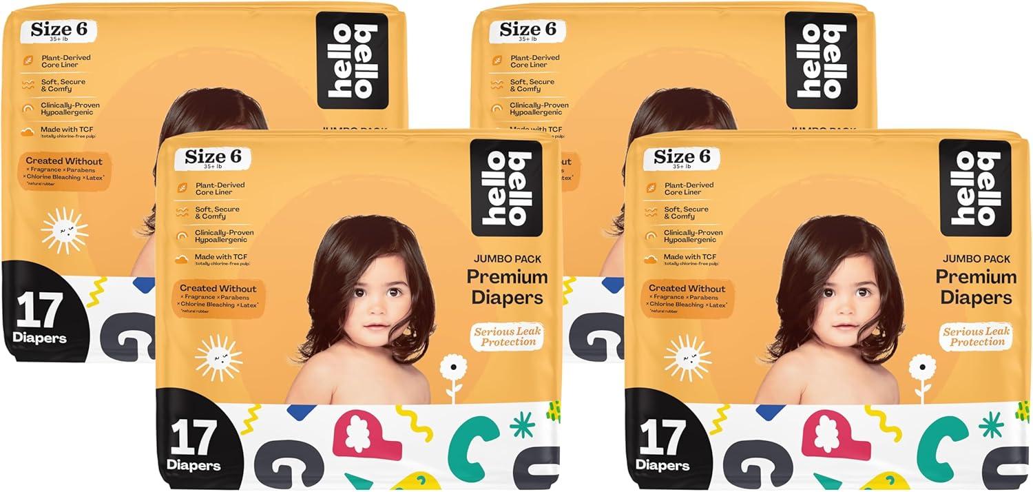 image:imageHello Bello Diapers Size 1 812 lbs Wild Cats 32 Count of Premium Disposable Baby Diapers Hypoallergenic with Soft ClothLike FeelAlphabet Soup