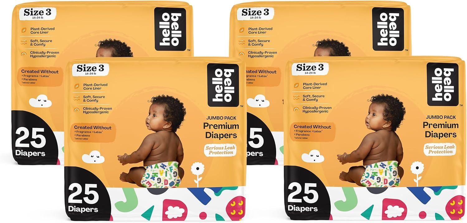image:imageHello Bello Diapers Size 1 812 lbs Wild Cats 32 Count of Premium Disposable Baby Diapers Hypoallergenic with Soft ClothLike FeelAlphabet Soup