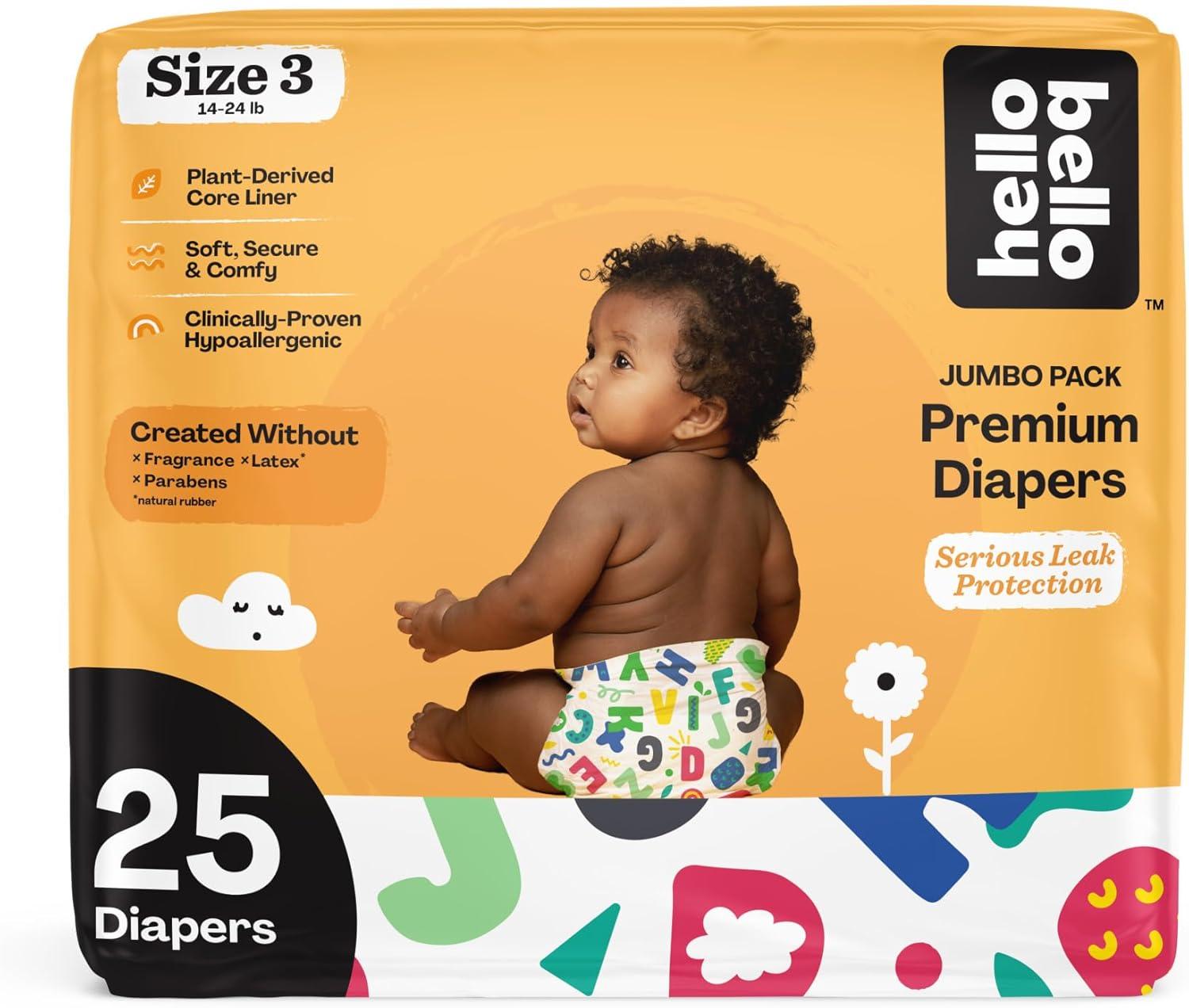 image:imageHello Bello Diapers Size 1 812 lbs Wild Cats 32 Count of Premium Disposable Baby Diapers Hypoallergenic with Soft ClothLike FeelAlphabet Soup