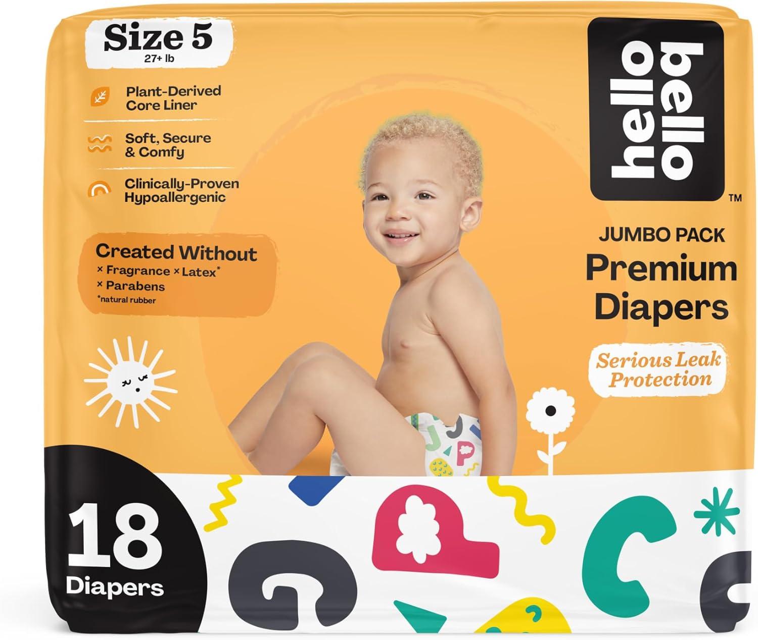 image:imageHello Bello Diapers Size 1 812 lbs Wild Cats 32 Count of Premium Disposable Baby Diapers Hypoallergenic with Soft ClothLike FeelAlphabet Soup