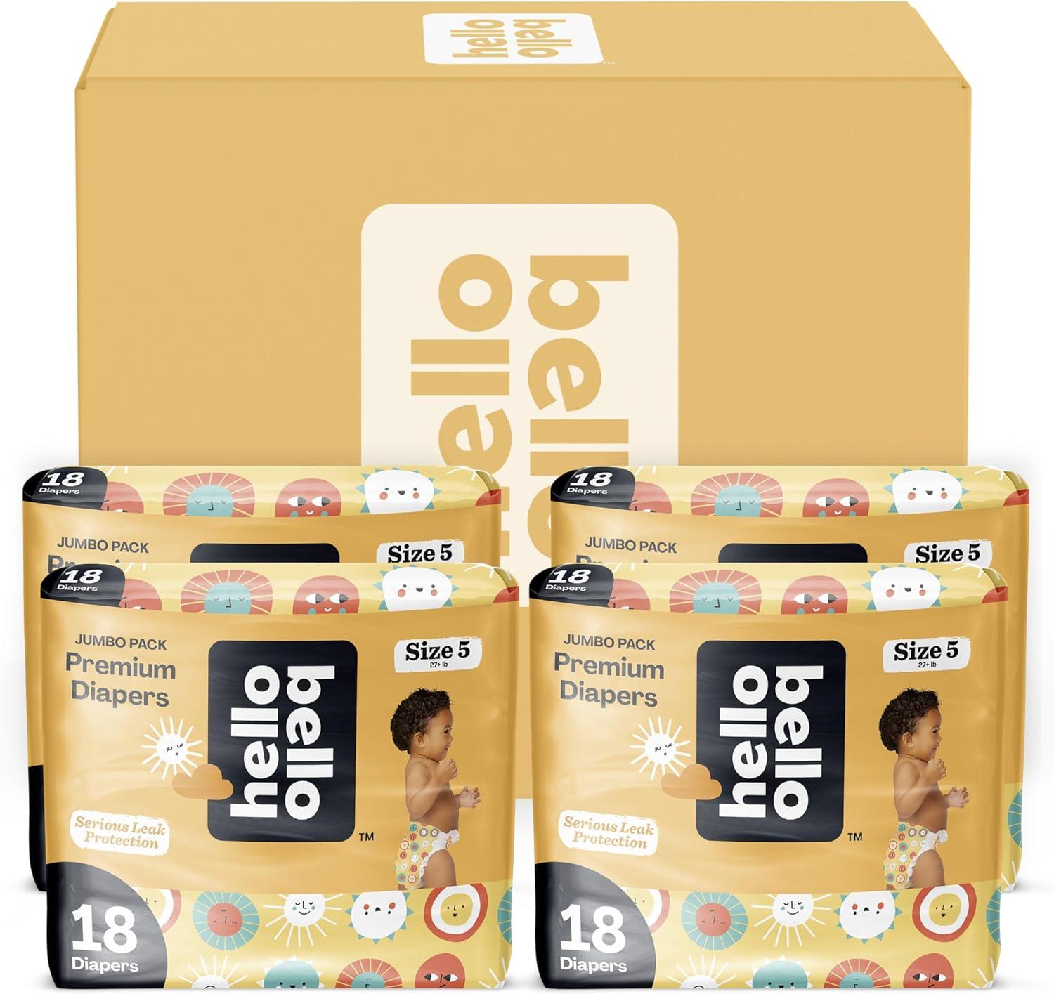 image:imageHello Bello Diapers Size 1 812 lbs Wild Cats 32 Count of Premium Disposable Baby Diapers Hypoallergenic with Soft ClothLike FeelSunnyside