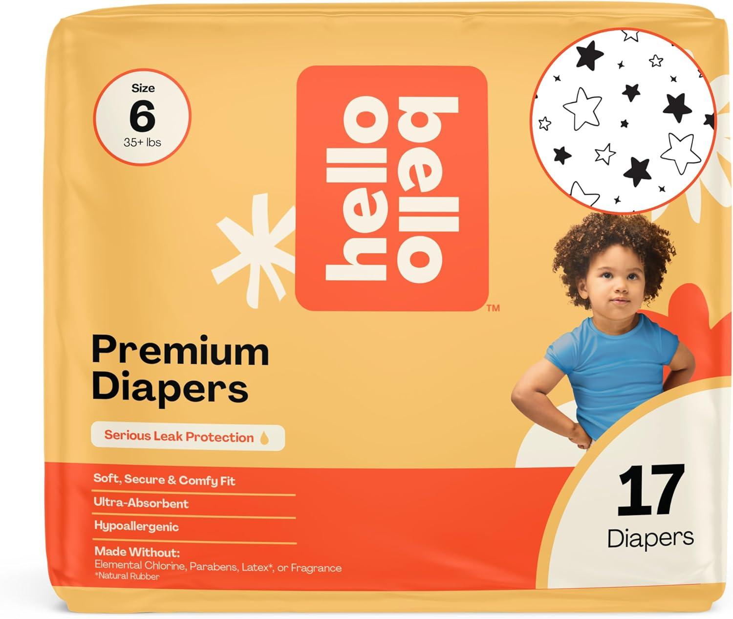 image:imageHello Bello Diapers Size 1 812 lbs Wild Cats 32 Count of Premium Disposable Baby Diapers Hypoallergenic with Soft ClothLike FeelSuperstars