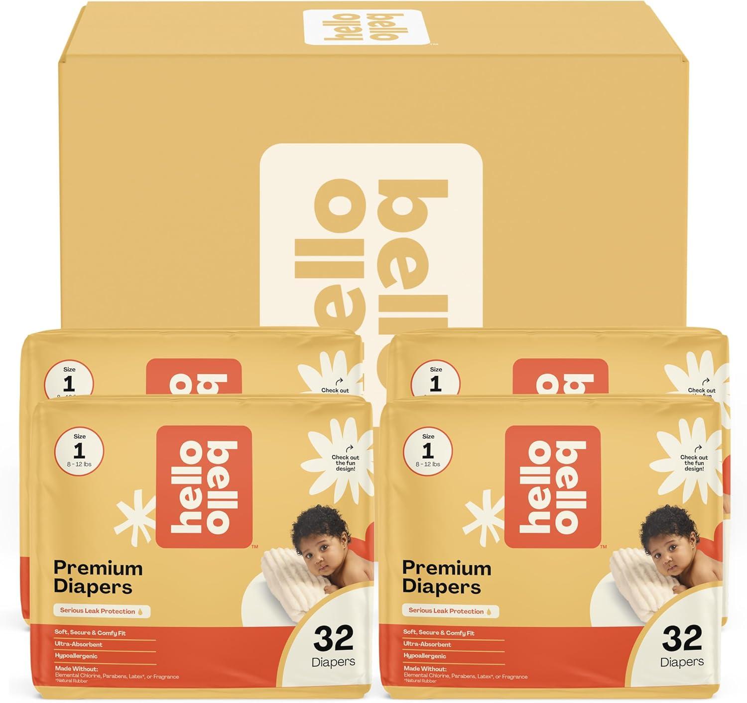 image:imageHello Bello Diapers Size 1 812 lbs Wild Cats 32 Count of Premium Disposable Baby Diapers Hypoallergenic with Soft ClothLike FeelSuperstars