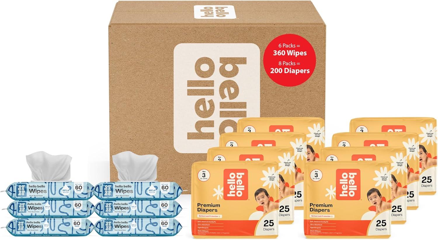 image:imageHello Bello Premium Diapers Size 1 812 lbs Surprise Pack for Boys 128 Count Hypoallergenic with Soft ClothLike Feel Assorted Boy amp Gender Neutral PatternsMega Pack Neutral With Wipes
