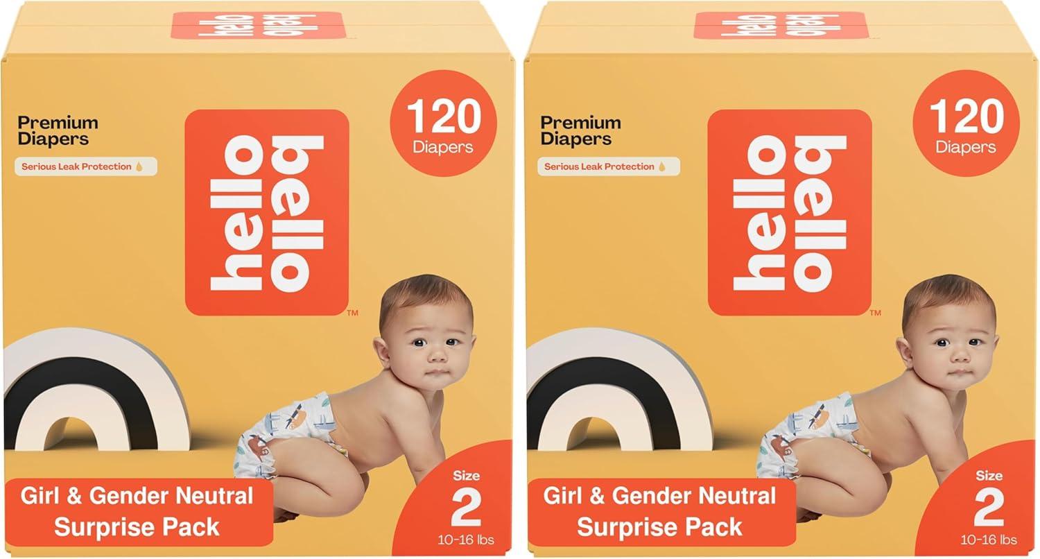 image:imageHello Bello Premium Diapers Size 1 812 lbs Surprise Pack for Boys 128 Count Hypoallergenic with Soft ClothLike Feel Assorted Boy amp Gender Neutral PatternsGirlNeutral Assorted Style
