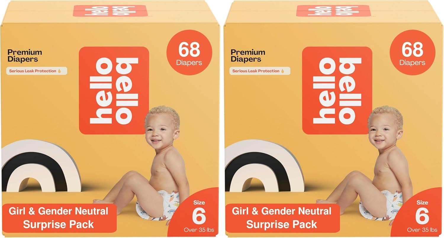 image:imageHello Bello Premium Diapers Size 1 812 lbs Surprise Pack for Boys 128 Count Hypoallergenic with Soft ClothLike Feel Assorted Boy amp Gender Neutral PatternsGirlNeutral Assorted Style