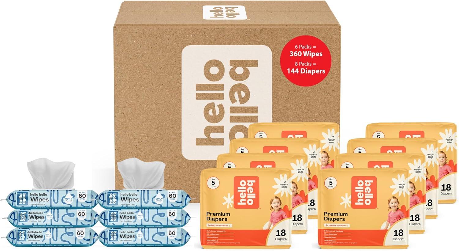 image:imageHello Bello Premium Diapers Size 1 812 lbs Surprise Pack for Boys 128 Count Hypoallergenic with Soft ClothLike Feel Assorted Boy amp Gender Neutral PatternsMega Pack Neutral With Wipes