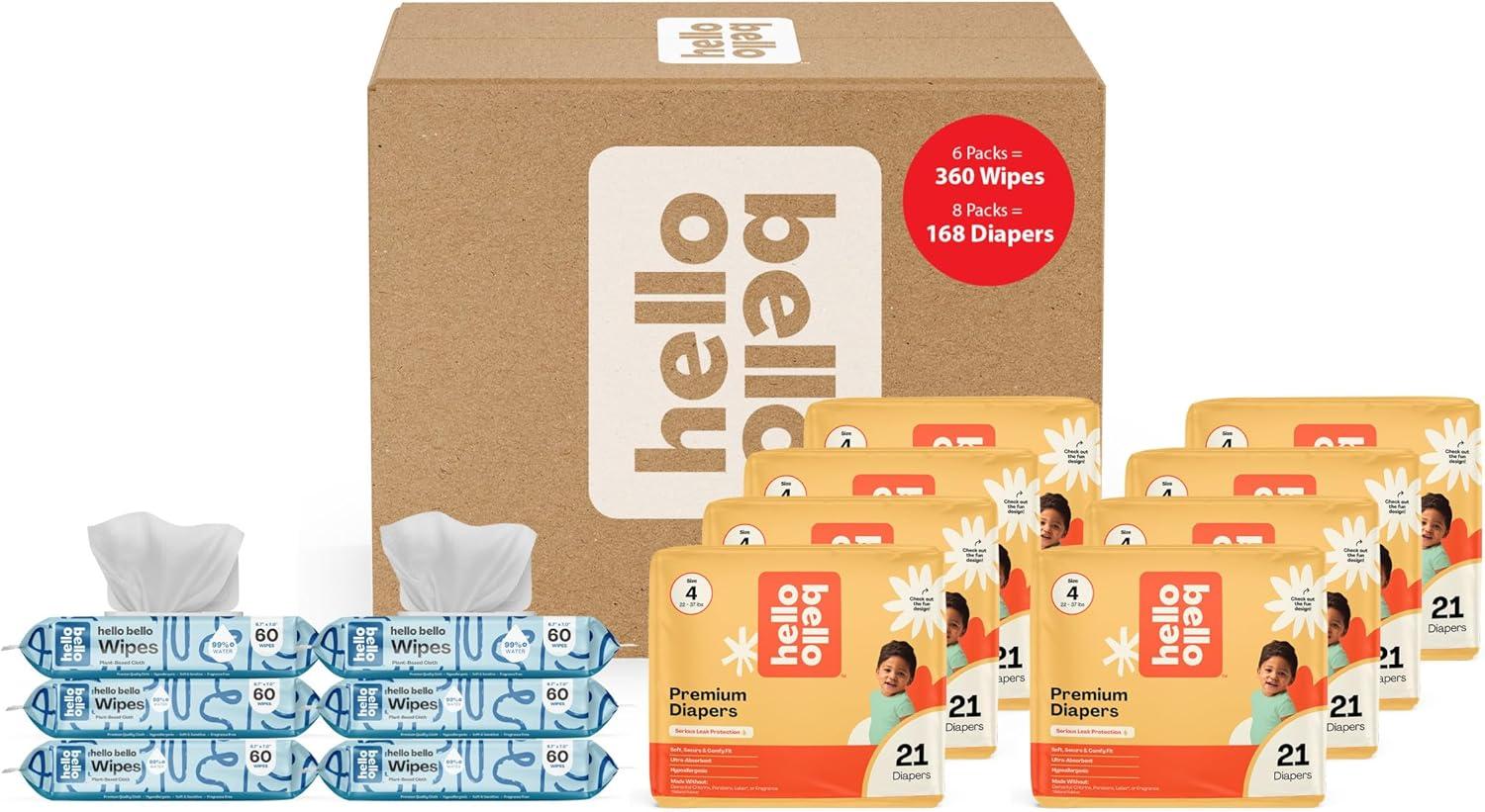 image:imageHello Bello Premium Diapers Size 1 812 lbs Surprise Pack for Boys 128 Count Hypoallergenic with Soft ClothLike Feel Assorted Boy amp Gender Neutral PatternsMega Pack Neutral With Wipes