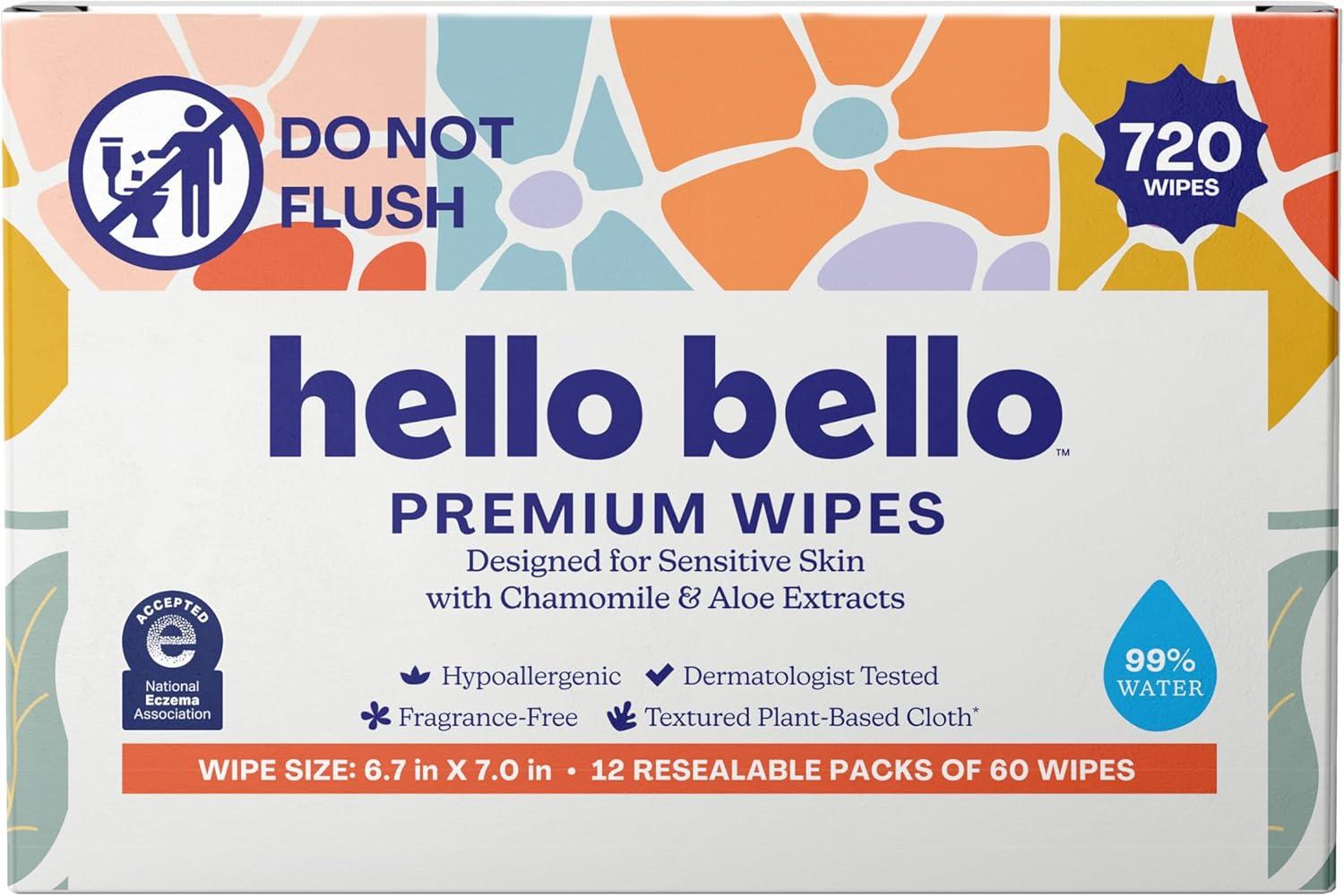 image:imageHello Bello Premium Wipes Designed for Sensitive Skin with Chamomile amp Aloe Extracts Rosy Posy 12 Resealable Packets 720 Total WipesFlower Pop