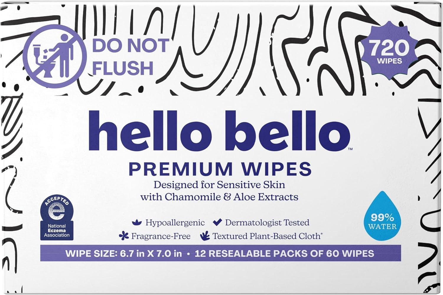 image:imageHello Bello Premium Wipes Designed for Sensitive Skin with Chamomile amp Aloe Extracts Rosy Posy 12 Resealable Packets 720 Total WipesPlayful Sketches
