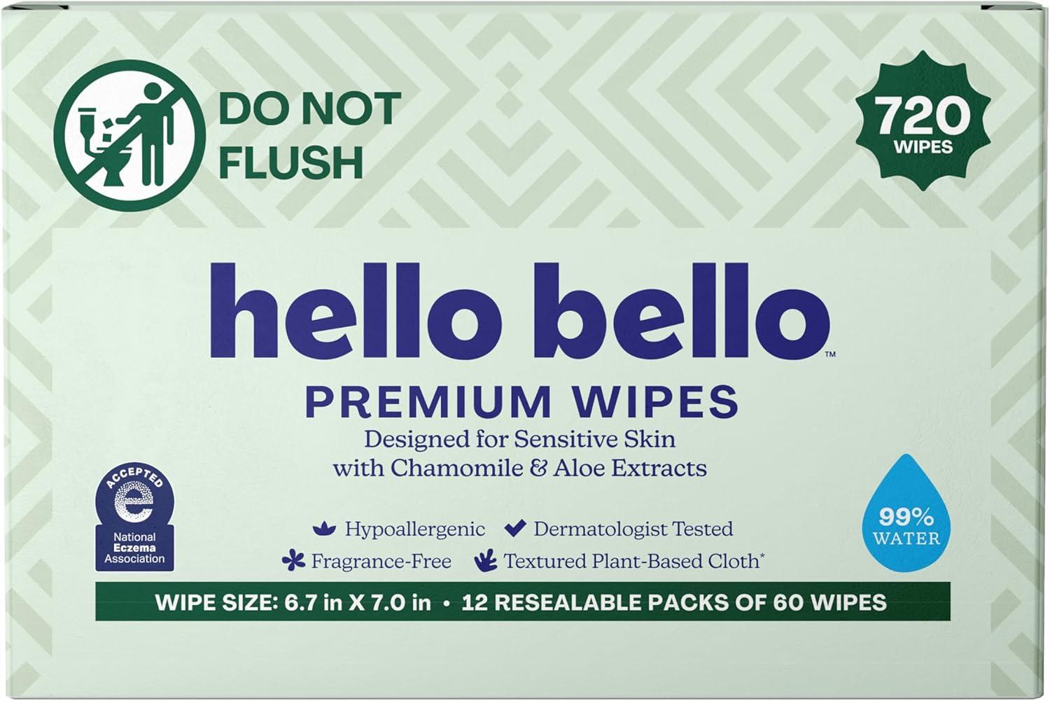 image:imageHello Bello Premium Wipes Designed for Sensitive Skin with Chamomile amp Aloe Extracts Rosy Posy 12 Resealable Packets 720 Total WipesSimply Sage