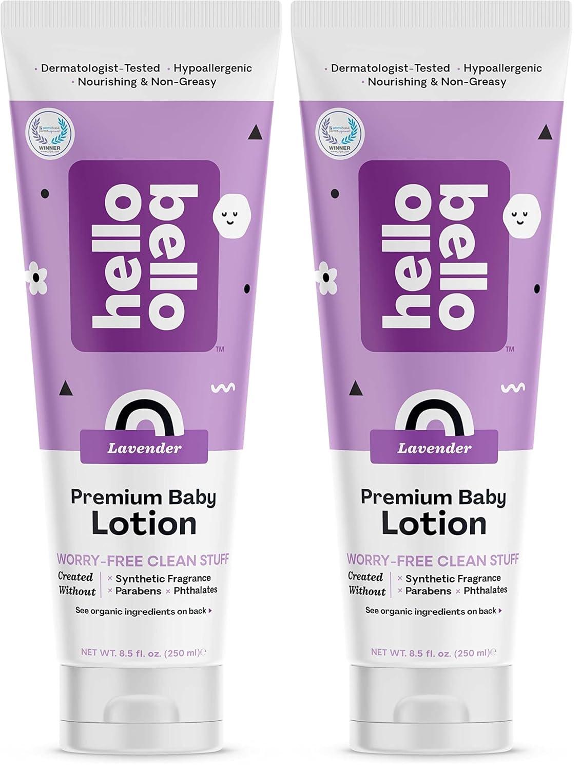 image:imageHello Bello premium Baby Lotion Vegan and Cruelty Free Moisturizing NonGreasy Lotion for babies and Kids Fragrance Free 85 FL Oz 1 PackLavender