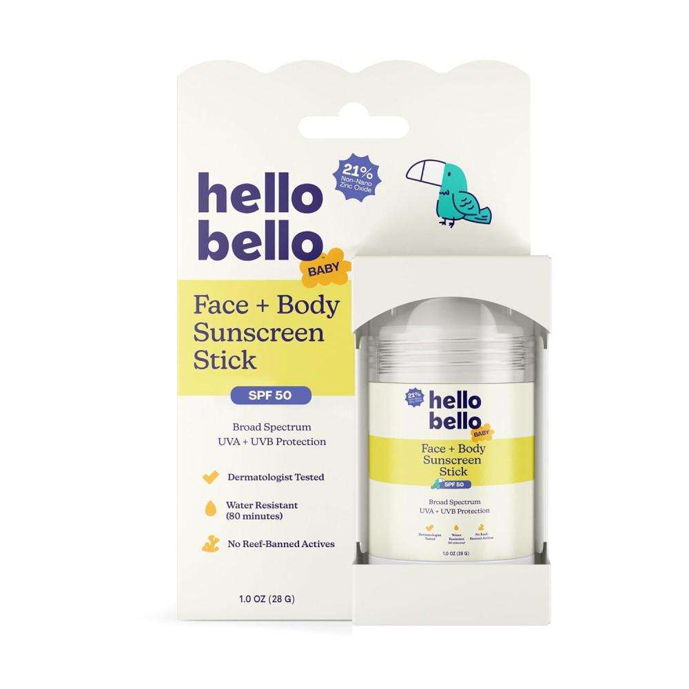 image:imageHello Bello Baby SPF 50 Mineral Face  Body Sunscreen Stick  Water Resistant Broad Spectrum UVA  UVB Sun Protection 1ozBaby Mineral Sunscreen Stick  50 SPF