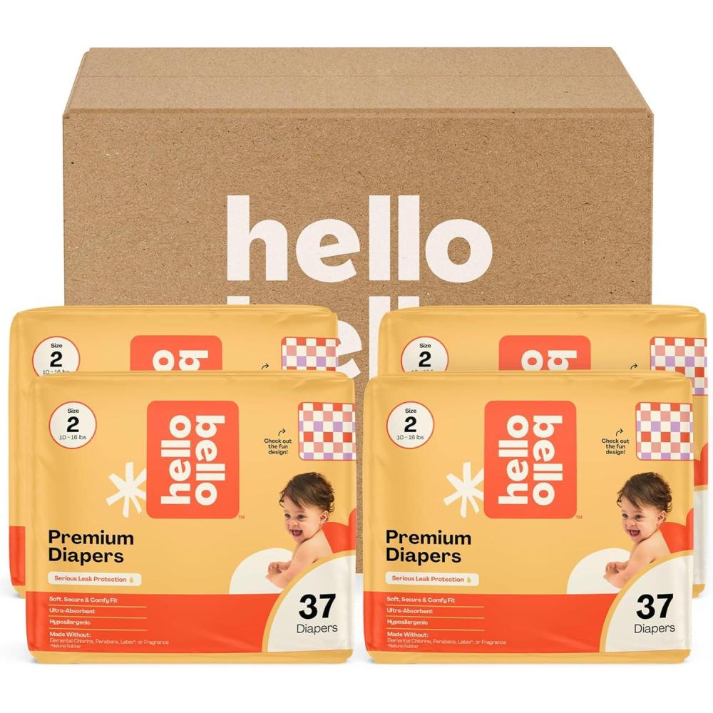 image:imageHello Bello Diapers Size 1 812 lbs Flower Child 128 Count Value Pack of Premium Disposable Baby Diapers Hypoallergenic with Soft ClothLike FeelLove Checks