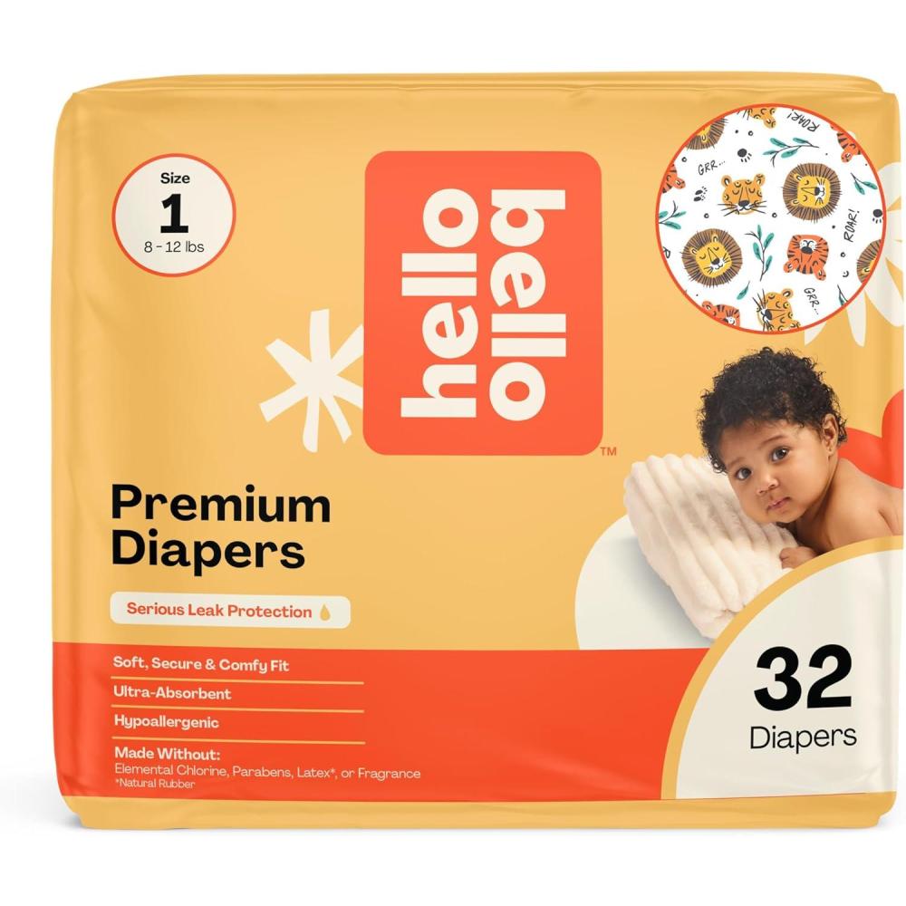 image:imageHello Bello Diapers Size 1 812 lbs Flower Child 128 Count Value Pack of Premium Disposable Baby Diapers Hypoallergenic with Soft ClothLike FeelWild Cats