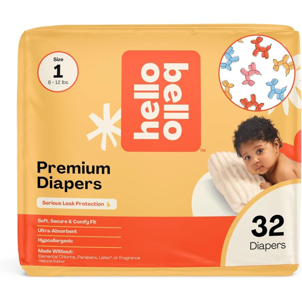 image:imageHello Bello Diapers Size 1 812 lbs Wild Cats 32 Count of Premium Disposable Baby Diapers Hypoallergenic with Soft ClothLike FeelBalloon Buddies