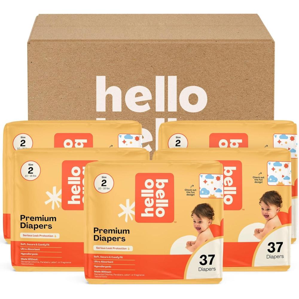 image:imageHello Bello Diapers Size 1 812 lbs Wild Cats 32 Count of Premium Disposable Baby Diapers Hypoallergenic with Soft ClothLike FeelBrighter Days