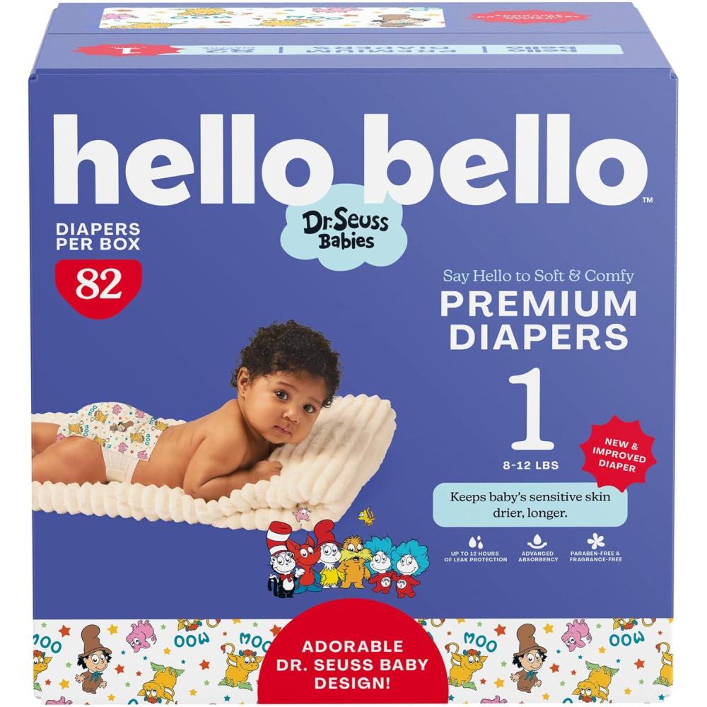 image:imageHello Bello Dr Seuss Babies Premium Diapers Size 1 82 Count Softness amp Protection for Sensitive SkinDr Seuss Babies
