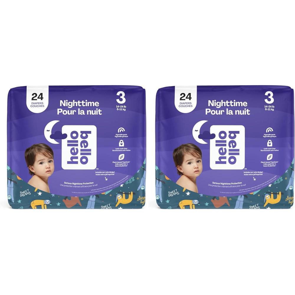 image:imageHello Bello Premium Overnight Baby Diapers Size 3 24 Count Unisex Ultra Absorbent and Soft Disposable Diapers for Babies and ToddlersSize 3 1424 Pound Pack of 2