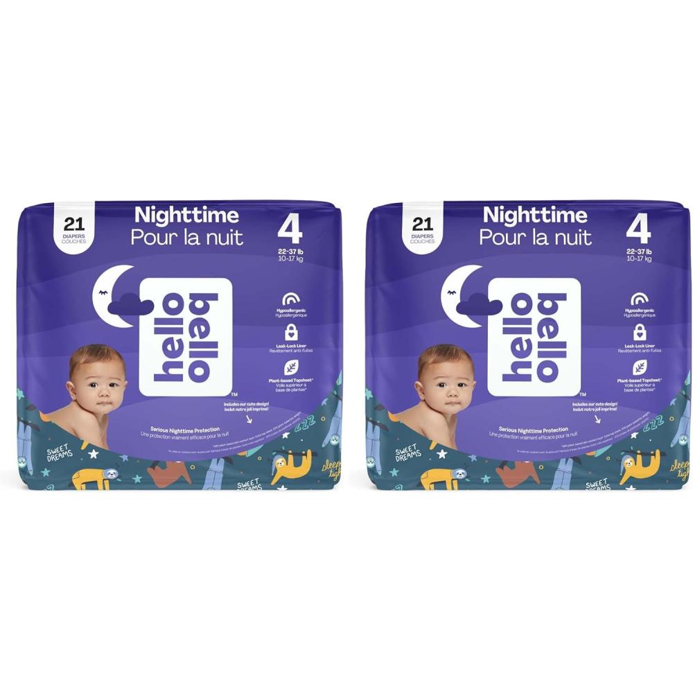 image:imageHello Bello Premium Overnight Baby Diapers Size 3 24 Count Unisex Ultra Absorbent and Soft Disposable Diapers for Babies and ToddlersSize 4 2237 Pound Pack of 2