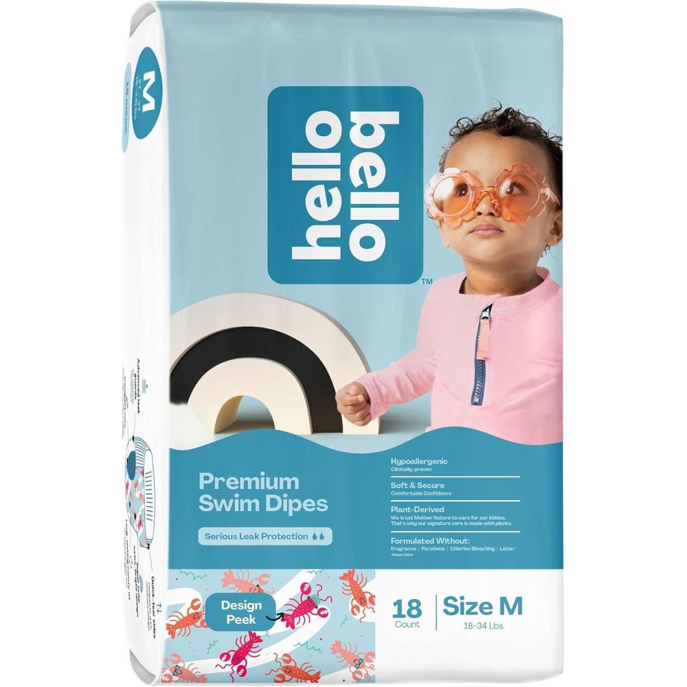 image:imageHello Bello Premium Swim Diapers I Affordable and EcoFriendly Disposable Swim Dipes for Babies and Kids I Size MediumMedium Pack of 18