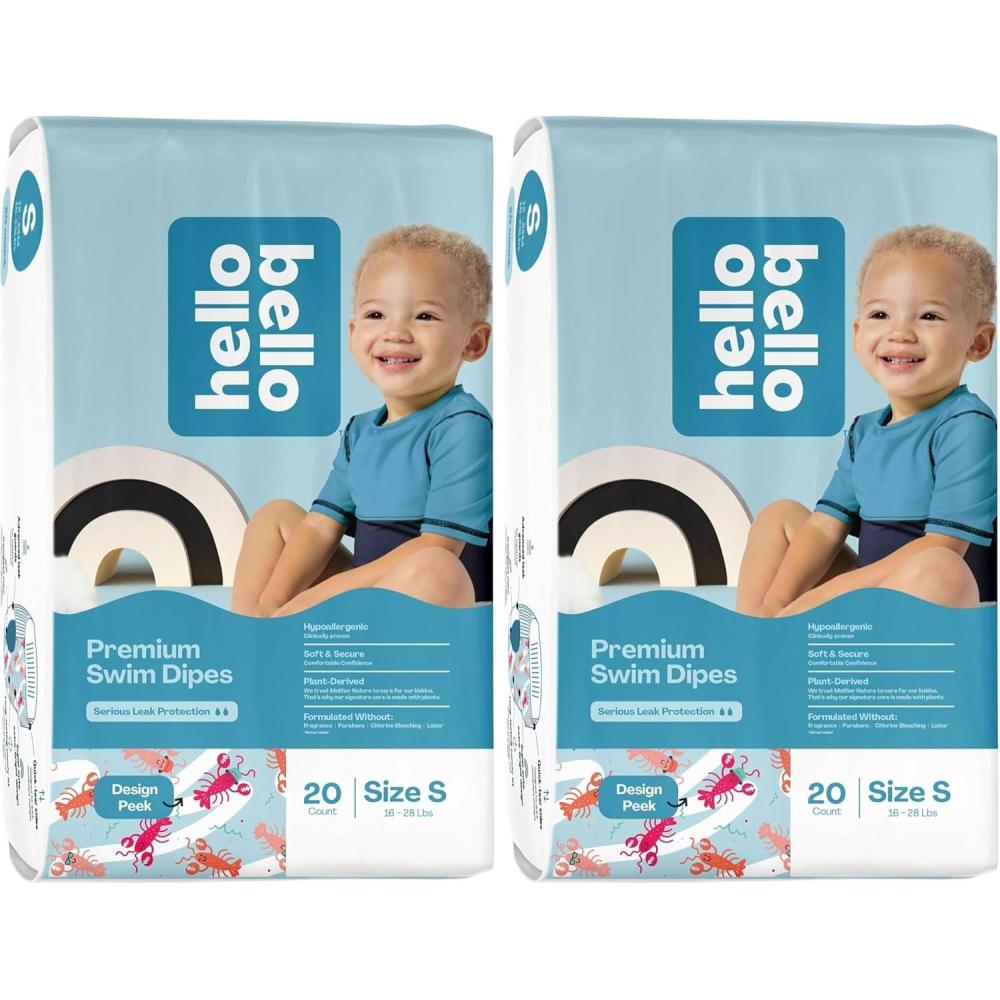 image:imageHello Bello Premium Swim Diapers I Affordable and EcoFriendly Disposable Swim Dipes for Babies and Kids I Size MediumSmall 16  28 Pound Pack of 2