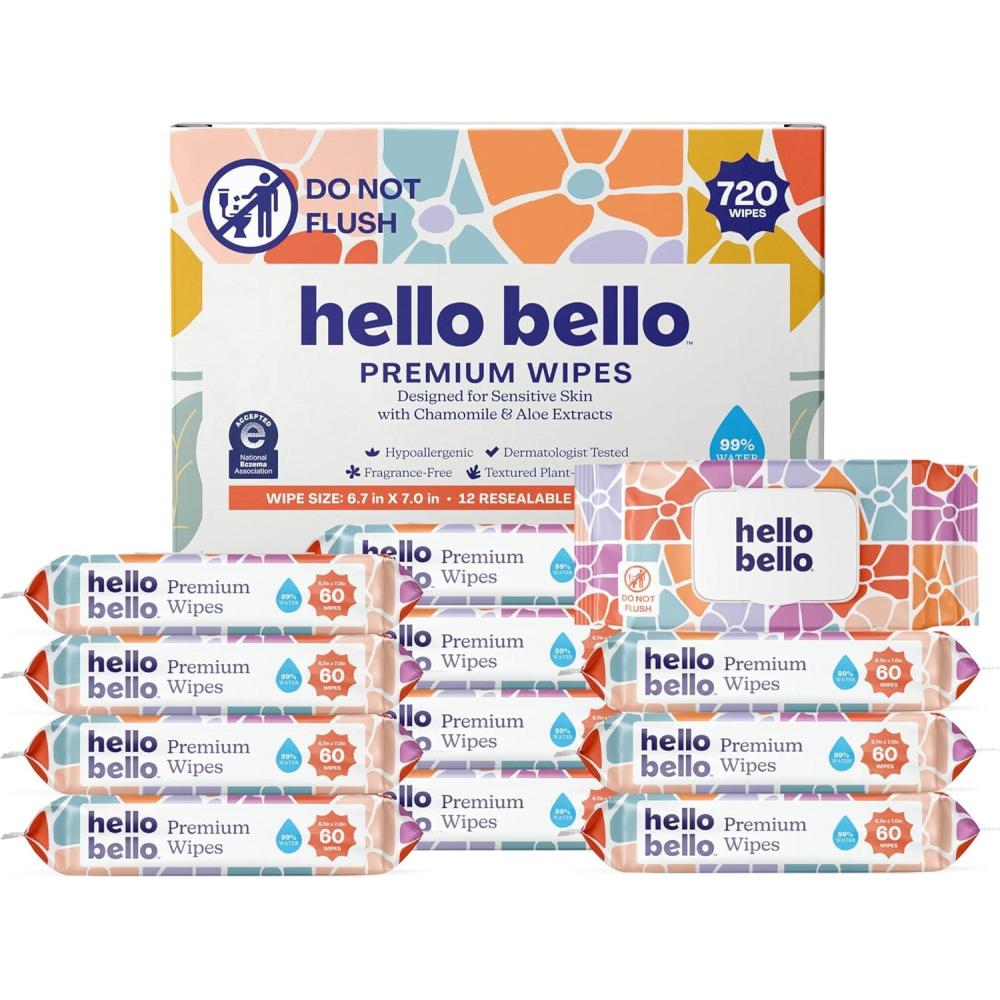image:imageHello Bello Premium Wipes Designed for Sensitive Skin with Chamomile amp Aloe Extracts Rosy Posy 12 Resealable Packets 720 Total WipesFlower Pop