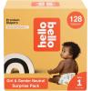 Hello Bello Premium Diapers, Size 1 (8-12 lbs) Surprise Pack for Boys – 128 Count, Hypoallergenic with Soft, Cloth-Like Feel – Assorted Boy & Gender Neutral Patterns(Girl/Neutral (Assorted Style))