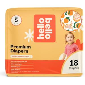 Hello Bello Diapers, Size 1 (8-12 lbs) Flower Child, 128 Count Value Pack of Premium Disposable Baby Diapers, Hypoallergenic with Soft, Cloth-Like Feel(Main Squeeze)