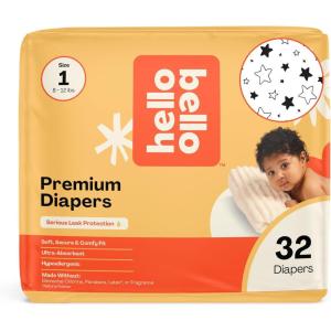 Hello Bello Diapers, Size 1 (8-12 lbs) Flower Child, 128 Count Value Pack of Premium Disposable Baby Diapers, Hypoallergenic with Soft, Cloth-Like Feel(Superstars)