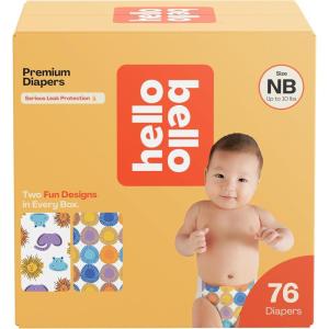 Hello Bello Dr. Seuss Baby Grinch Premium Diapers, Size NB (Up to 10 lbs), 76ct Plus Bonus Baby Wipes: Softness & Protection for Sensitive Skin(Safari Squad & Shine and Dandy)