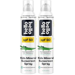 Hello Bello Kids SPF 50 Mineral Sunscreen Lotion – 10 Count Travel Packets – Water Resistant Broad Spectrum UVA + UVB Sun Protection(Sunscreen Spray – 50 SPF (Pack of 2))