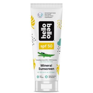 Hello Bello Mineral SPF 50 Sunscreen Lotion I Broad Spectrum UVA/UVB Protection, Water Resistant and Reef Friendly Sun Protection for Babies and Kids I 6 Fl Oz (1 Pack) (101237)(6 Fl Oz (Pack of 1))