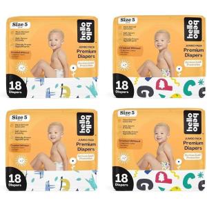 Hello Bello Premium Baby Diapers Size 5, 72 Count of Disposable, Extra-Absorbent, and Hypoallergenic Baby Diapers with Snug and Comfort Fit, Alphabet Soup (36) and Sleepy Sloth (36)